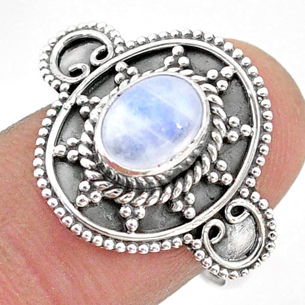 2.13cts solitaire natural rainbow moonstone oval 925 silver ring size 8 t43796