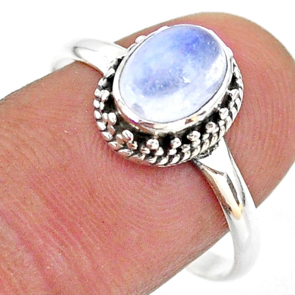 1.88cts solitaire natural rainbow moonstone oval 925 silver ring size 9 t43860