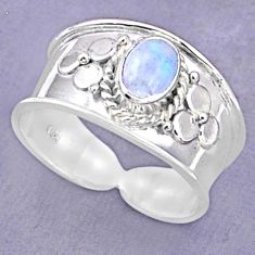 1.39cts solitaire natural rainbow moonstone oval 925 silver ring size 9 t93611