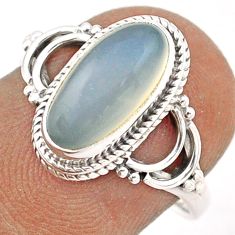 2.97cts solitaire natural rainbow moonstone oval 925 silver ring size 7.5 t87573