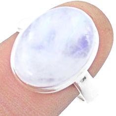 9.50cts solitaire natural rainbow moonstone oval 925 silver ring size 8.5 u34987