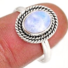 3.05cts solitaire natural rainbow moonstone oval 925 silver ring size 8.5 y81779