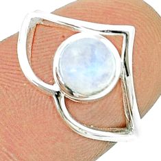1.03cts solitaire natural rainbow moonstone round 925 silver ring size 6 u36855