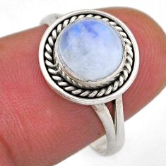 2.71cts solitaire natural rainbow moonstone round 925 silver ring size 7 n44480