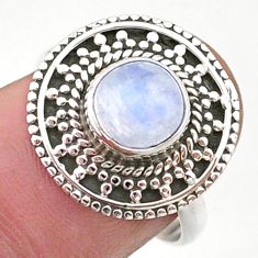 2.53cts solitaire natural rainbow moonstone round 925 silver ring size 7 t41416