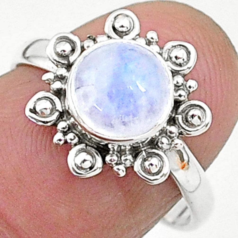 2.61cts solitaire natural rainbow moonstone round 925 silver ring size 7 t6566