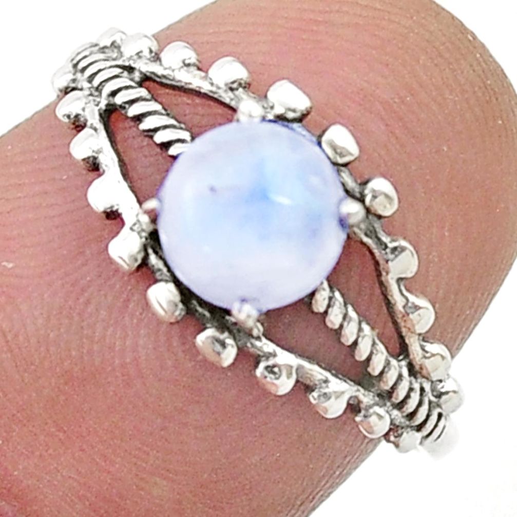 1.09cts solitaire natural rainbow moonstone round 925 silver ring size 7 u50350