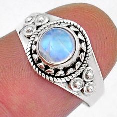 1.04cts solitaire natural rainbow moonstone round 925 silver ring size 7 y18569