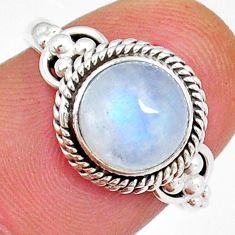 3.31cts solitaire natural rainbow moonstone round 925 silver ring size 7 y4526