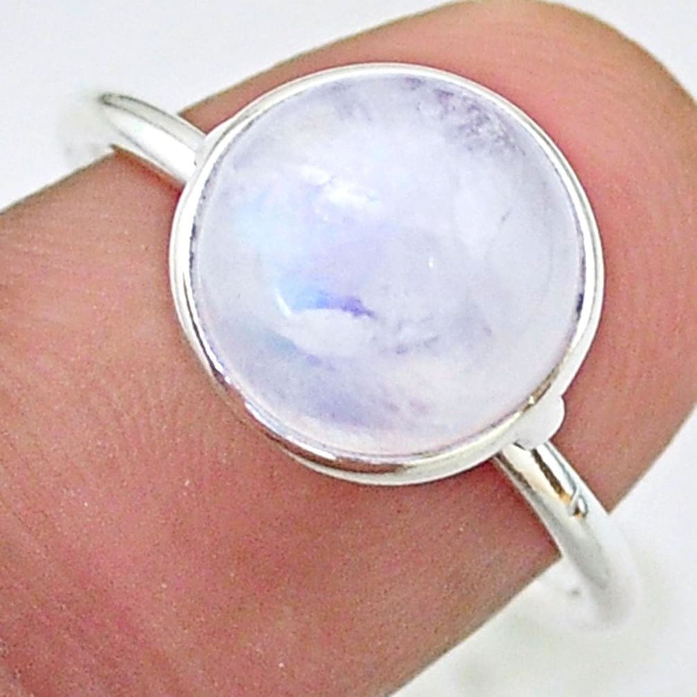 5.08cts solitaire natural rainbow moonstone round 925 silver ring size 8 t39558