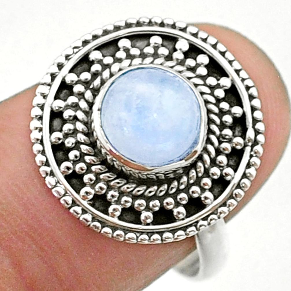 2.53cts solitaire natural rainbow moonstone round 925 silver ring size 8 t41433
