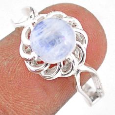 3.10cts solitaire natural rainbow moonstone round 925 silver ring size 8 t95153