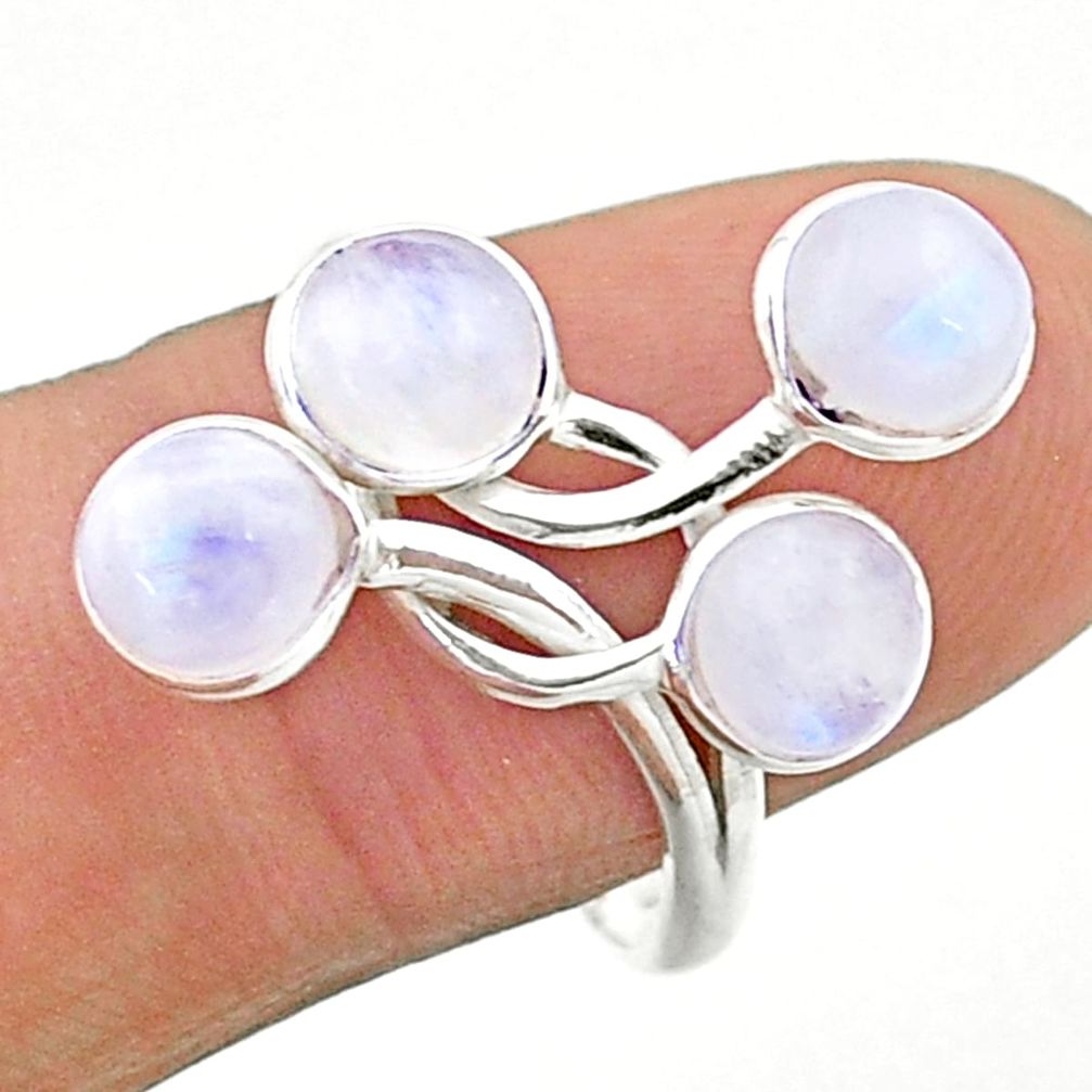 4.71cts solitaire natural rainbow moonstone round 925 silver ring size 9 t19173