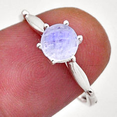 0.93cts solitaire natural rainbow moonstone round silver ring size 6.5 n49440