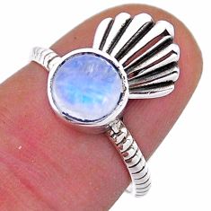 2.29cts solitaire natural rainbow moonstone round silver ring size 6.5 n50880