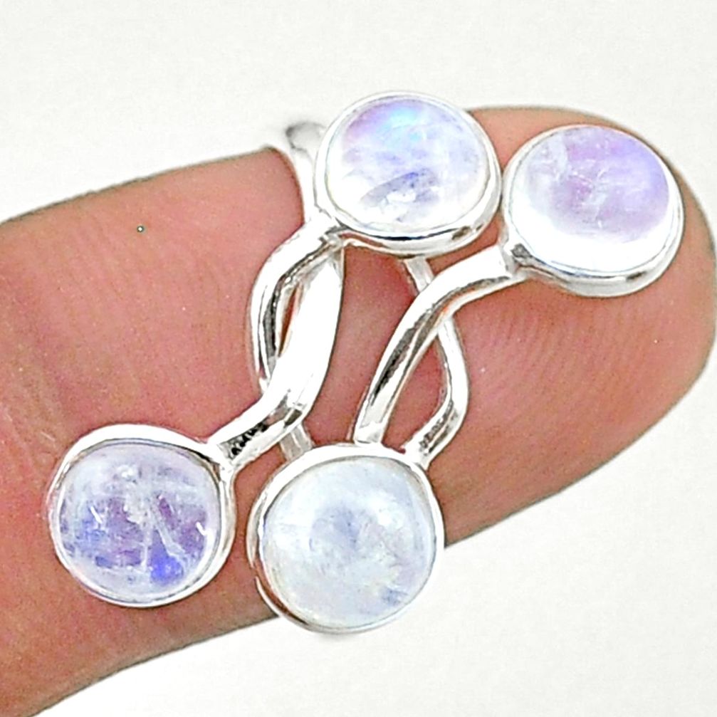 4.52cts solitaire natural rainbow moonstone round silver ring size 7.5 t19170