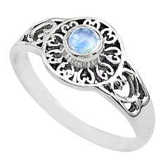 0.40cts solitaire natural rainbow moonstone round silver ring size 7.5 t69199