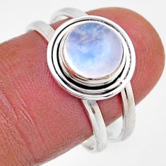 3.07cts solitaire natural rainbow moonstone round silver ring size 8.5 y81759