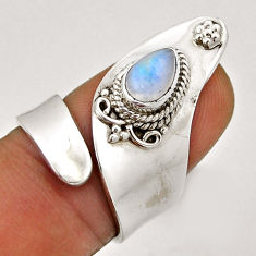 1.92cts solitaire natural rainbow moonstone silver adjustable ring size 6 n35461