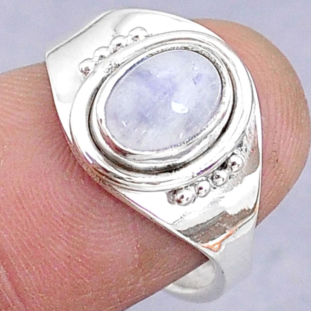 2.36cts solitaire natural rainbow moonstone silver adjustable ring size 6 t8800