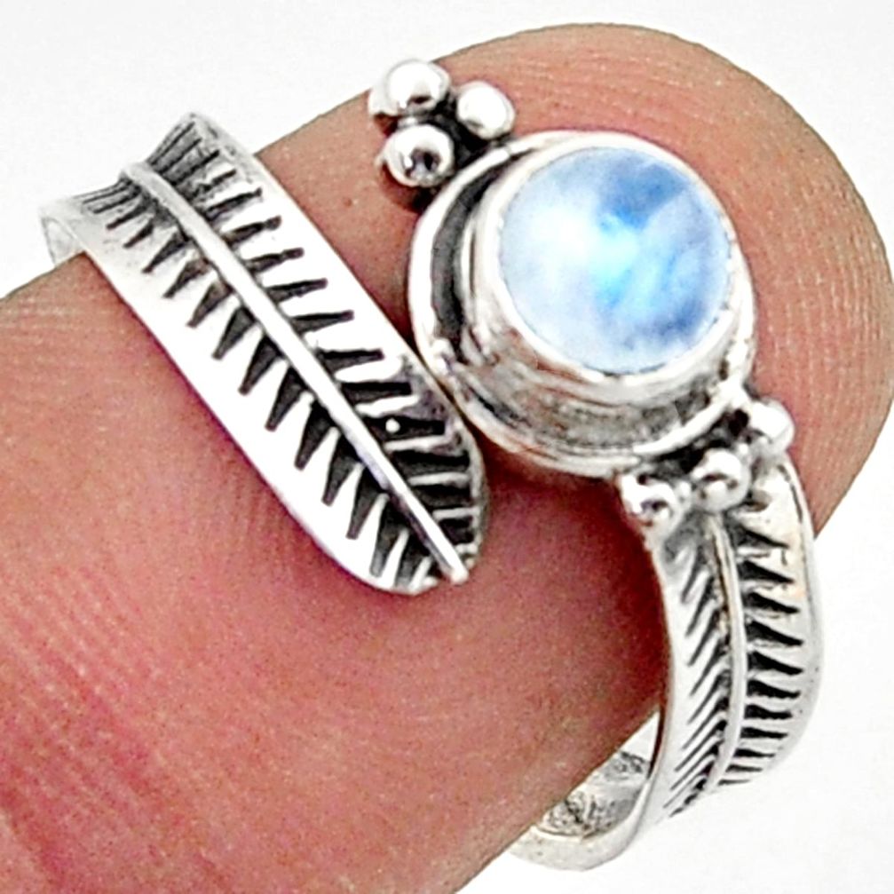 0.97cts solitaire natural rainbow moonstone silver adjustable ring size 7 r40780