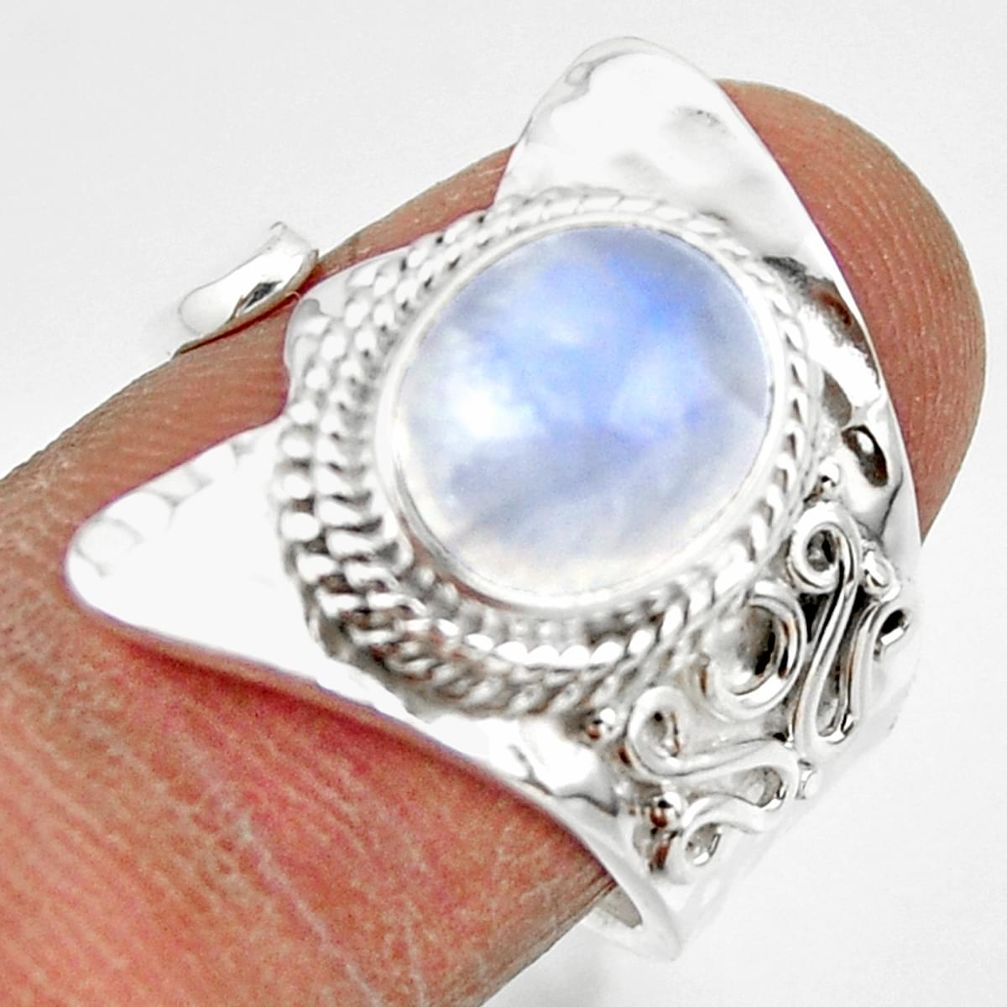 4.35cts solitaire natural rainbow moonstone silver adjustable ring size 7 r49609