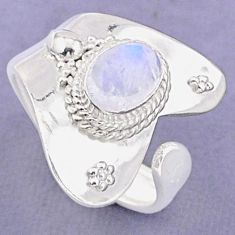 2.18cts solitaire natural rainbow moonstone silver adjustable ring size 7 t87972