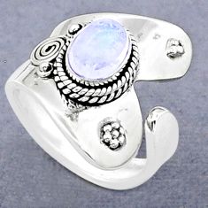 2.02cts solitaire natural rainbow moonstone silver adjustable ring size 7 u89345