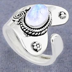 1.98cts solitaire natural rainbow moonstone silver adjustable ring size 8 u89351