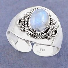 2.82cts solitaire natural rainbow moonstone silver adjustable ring size 8 y26707