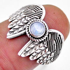 0.46cts solitaire natural rainbow moonstone silver feather ring size 7 n32979