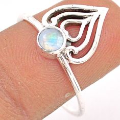 0.37cts solitaire natural rainbow moonstone silver heart ring size 8.5 t83996