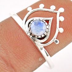 0.38cts solitaire natural rainbow moonstone silver heart ring size 7.5 t83998