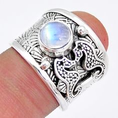 2.46cts solitaire natural rainbow moonstone silver seahorse ring size 7 y3717