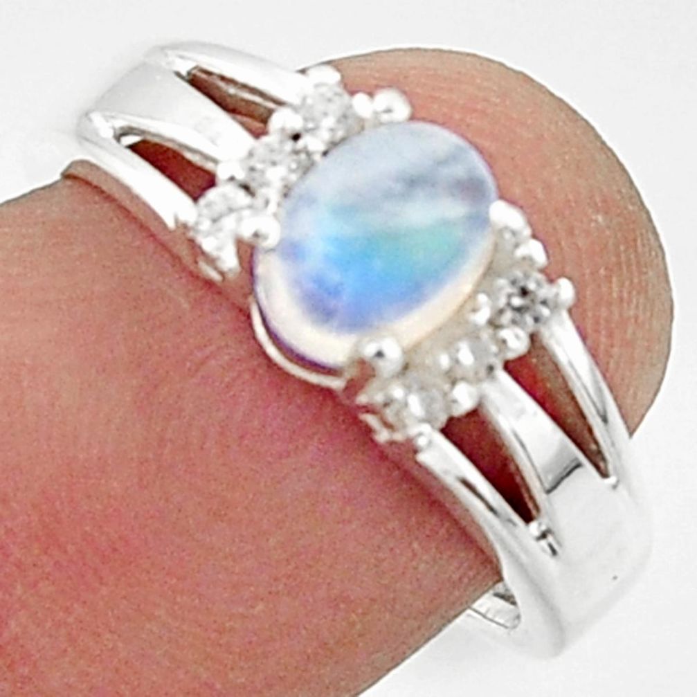 2.09cts solitaire natural rainbow moonstone topaz 925 silver ring size 7 r40798