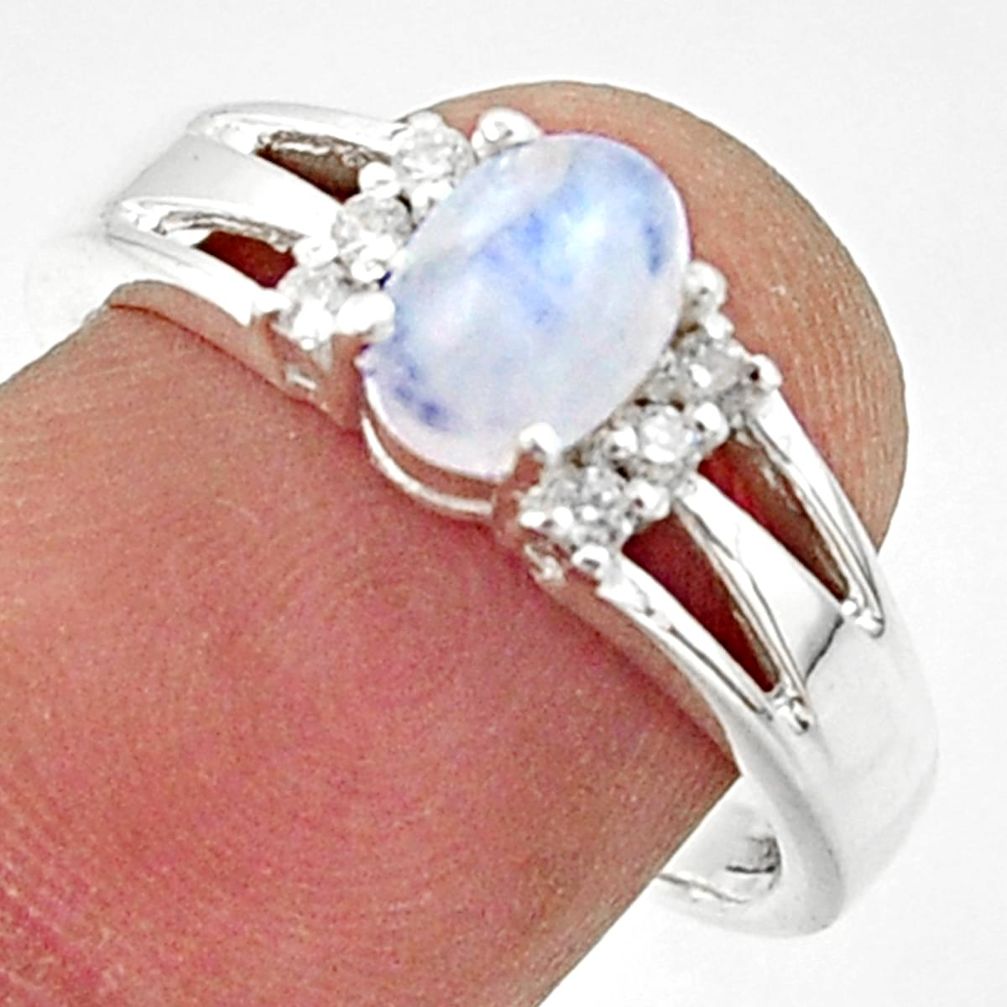 2.08cts solitaire natural rainbow moonstone topaz 925 silver ring size 8 r40799