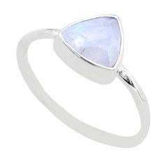 2.85cts solitaire natural rainbow moonstone trillion silver ring size 9 t78592