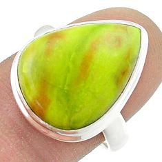 11.46cts solitaire natural rare gaspeite pear 925 silver ring size 8.5 u45377