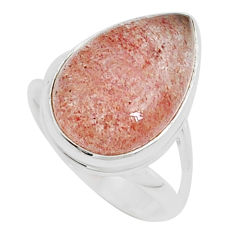 10.84cts solitaire natural red aventurine 925 sterling silver ring size 7 y13776