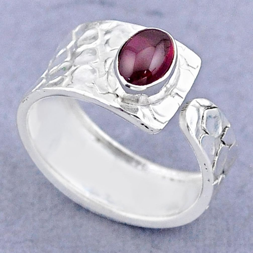 1.42cts solitaire natural red garnet 925 silver adjustable ring size 7 t47475