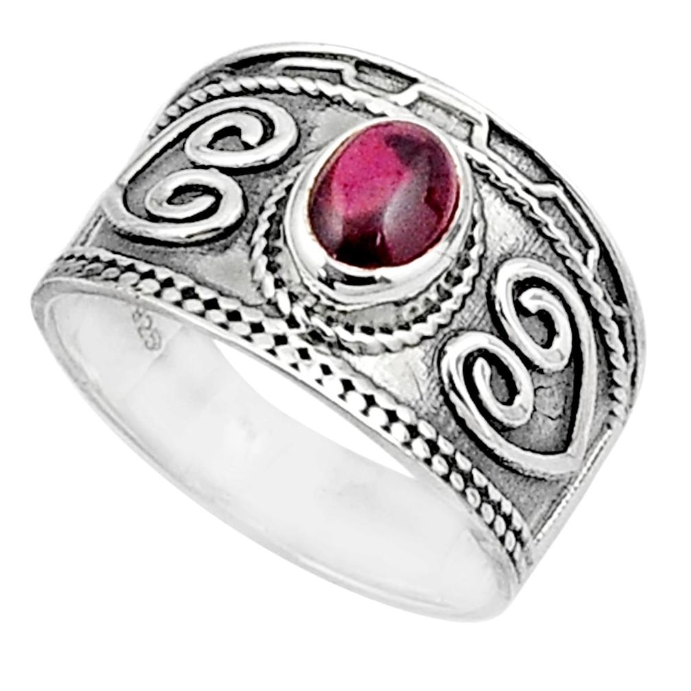 1.39cts solitaire natural red garnet 925 silver band ring size 7.5 u24097