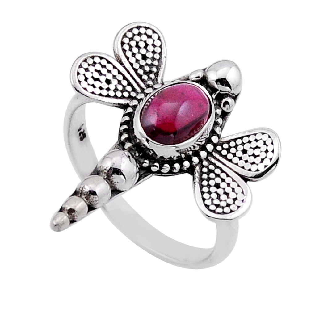 3.23cts solitaire natural red garnet 925 silver dragonfly ring size 6.5 n50913