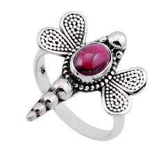 3.23cts solitaire natural red garnet 925 silver dragonfly ring size 6.5 n50913