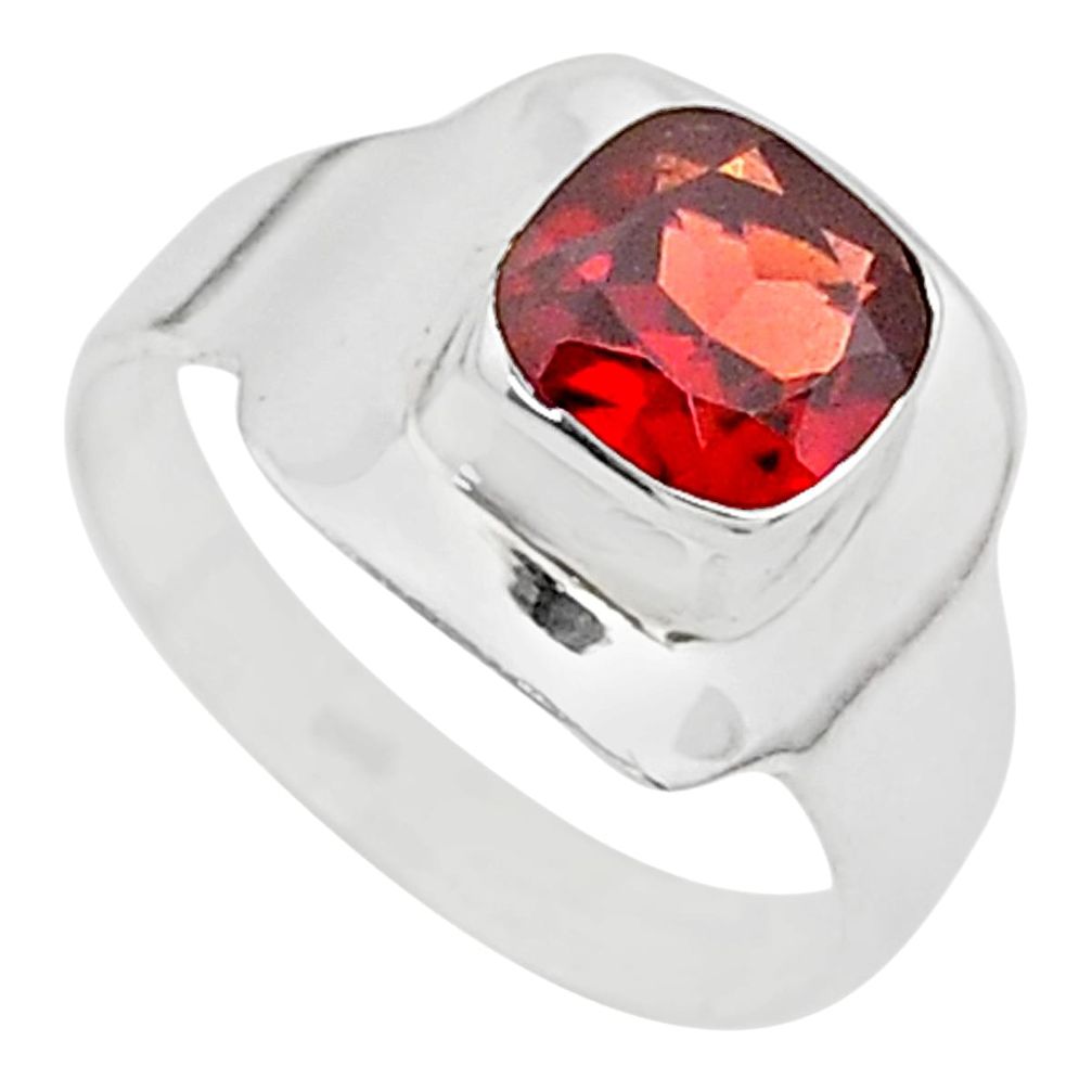 2.11cts solitaire natural red garnet 925 silver ring jewelry size 7 t23149