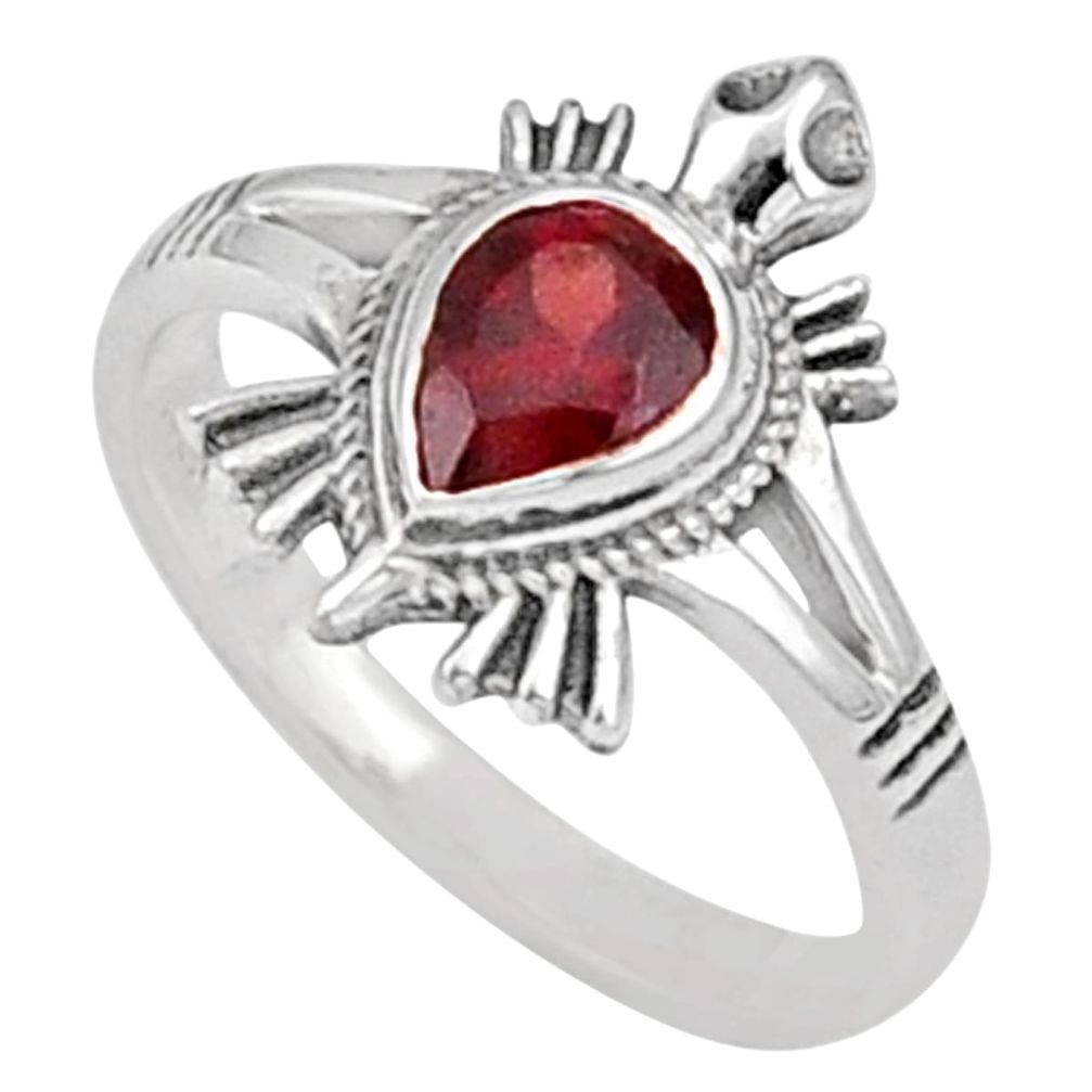 1.54cts solitaire natural red garnet 925 silver tortoise ring size 9 u4831