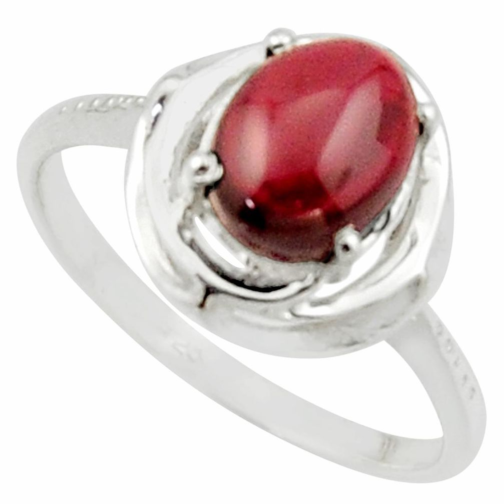 3.32cts solitaire natural red garnet 925 sterling silver ring size 8.5 r40621