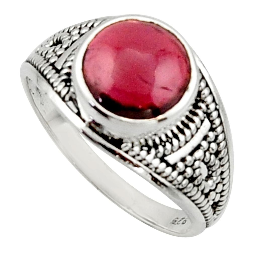 4.67cts solitaire natural red garnet 925 sterling silver ring size 8.5 r40713