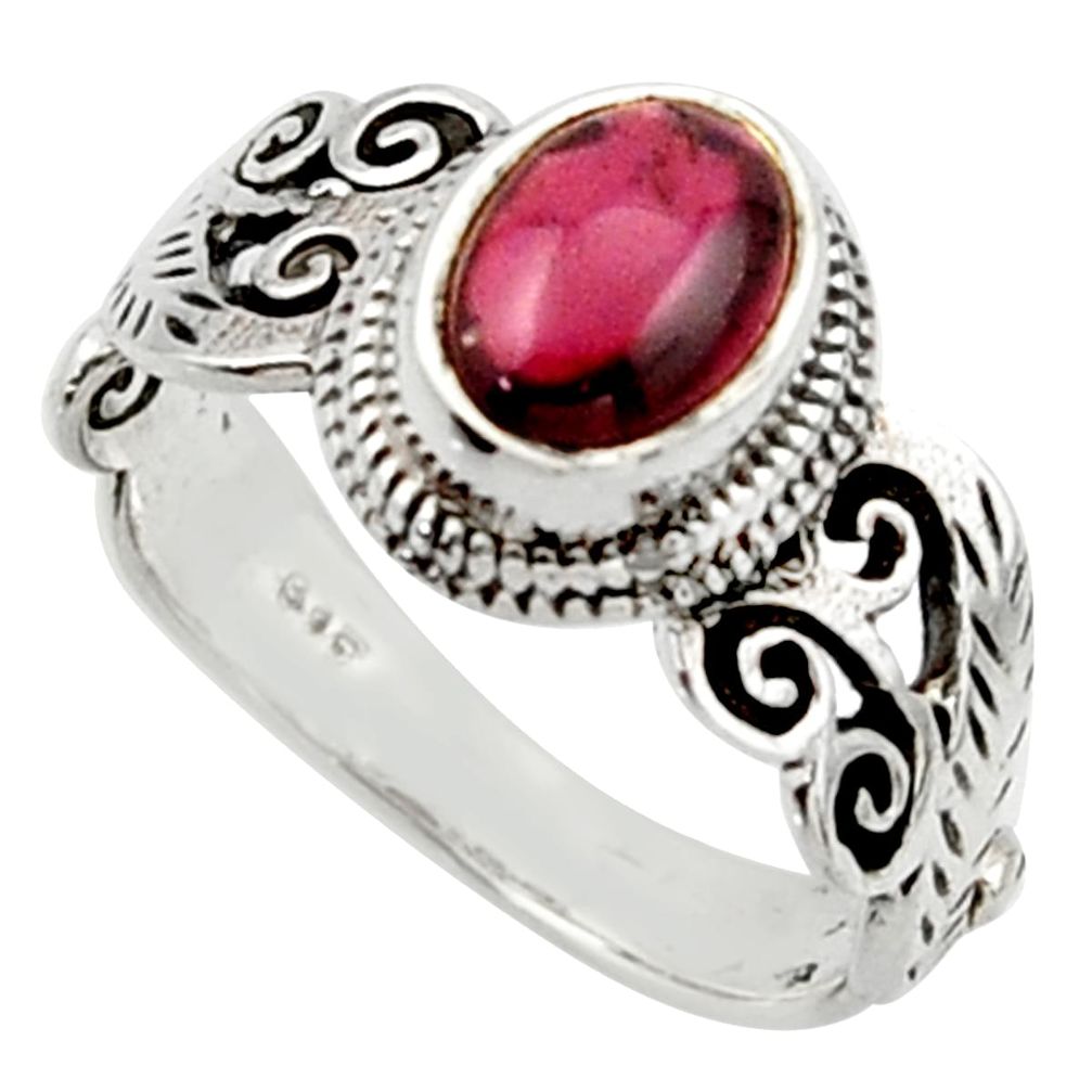 2.01cts solitaire natural red garnet 925 sterling silver ring size 7.5 r40727