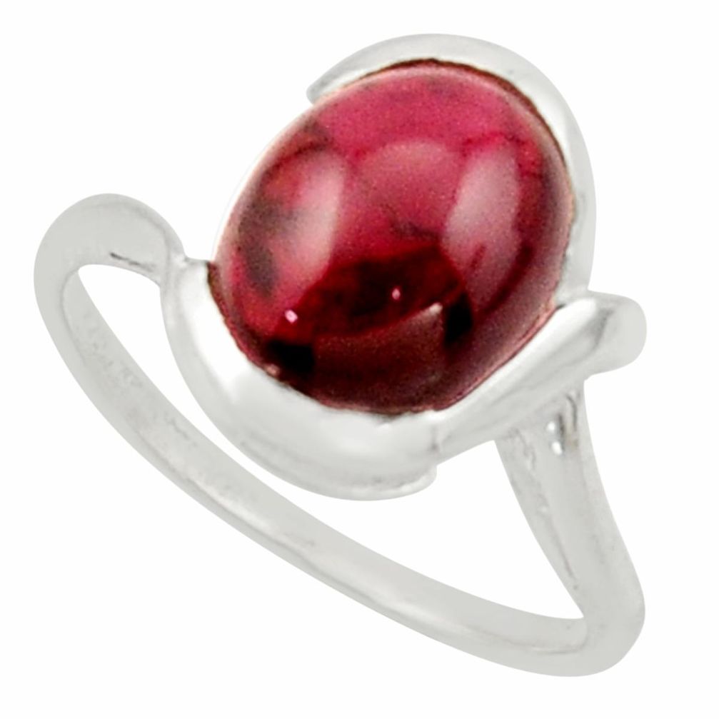 5.63cts solitaire natural red garnet 925 sterling silver ring size 8.5 r40809