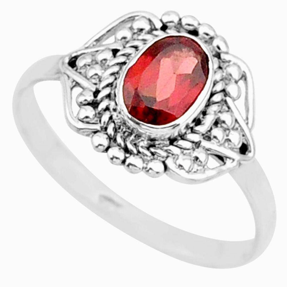 1.57cts solitaire natural red garnet 925 sterling silver ring size 7.5 r87341